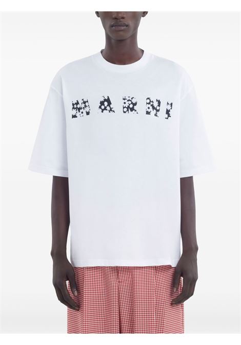 floral logo t-shirt man white MARNI | HUMU0223IP USCX50FLW01